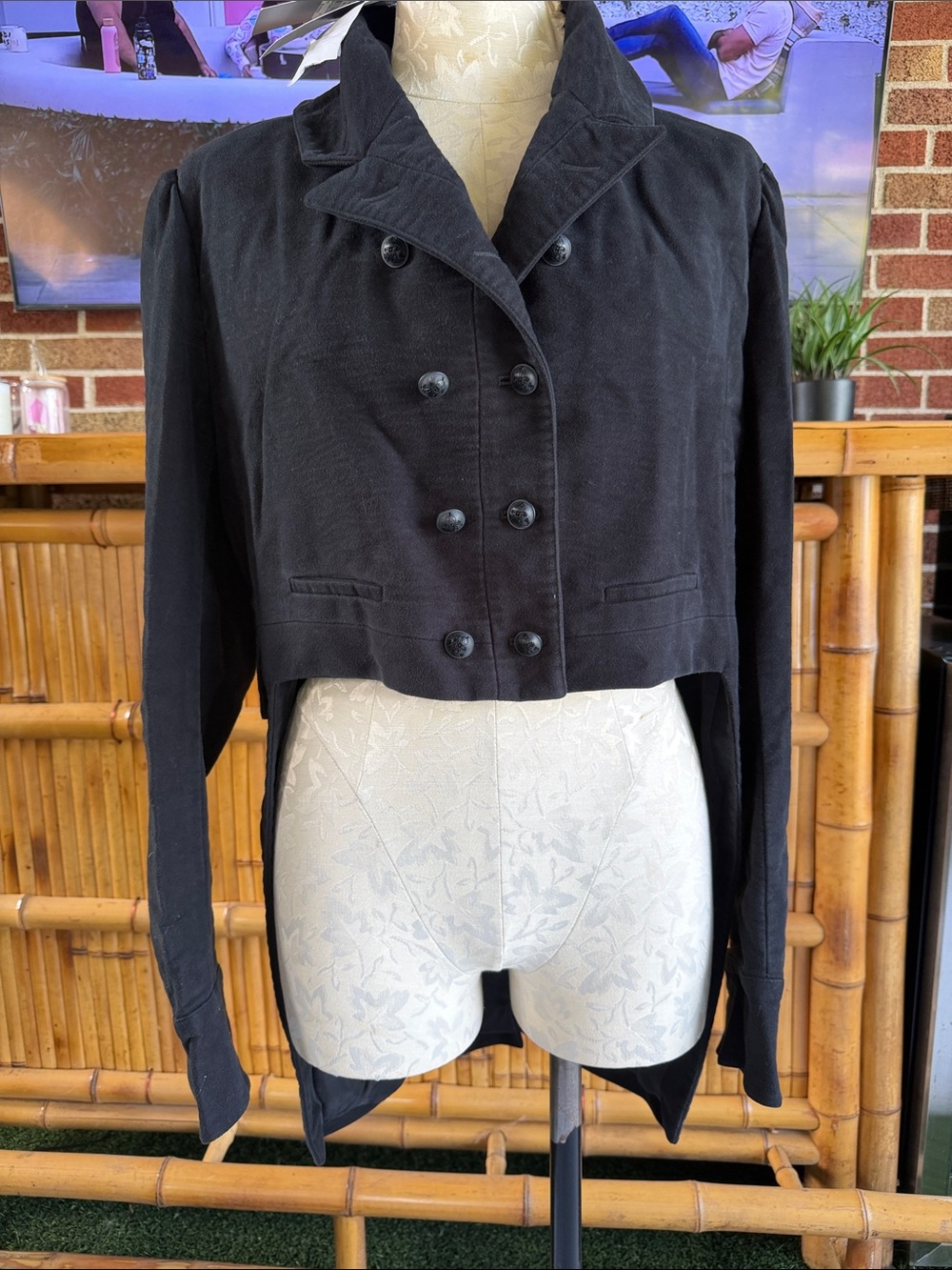 Ralph Lauren Black Cropped Double-Breasted Tailcoat Jacket